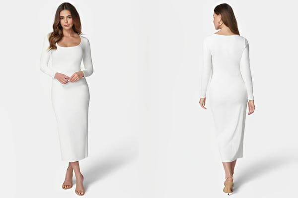 White Rib Dress Outfit