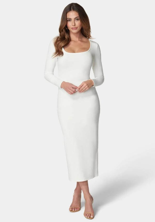 White Ribbed Dress Outfit