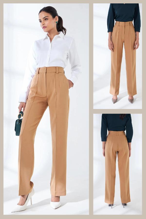 Beige High Waisted Pants Outfit