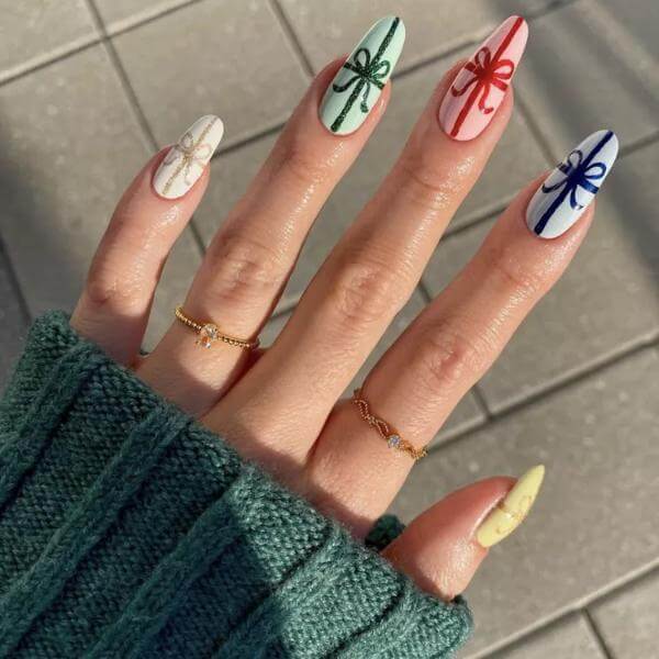 Bow Nail Designs Almond