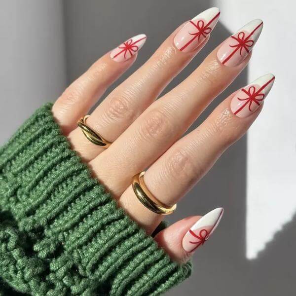 Bow Nail Designs Red