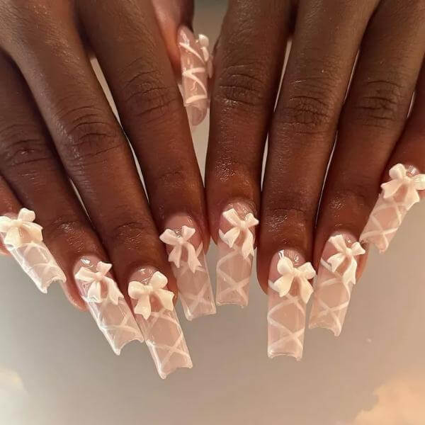 Bow Nail Designs Square