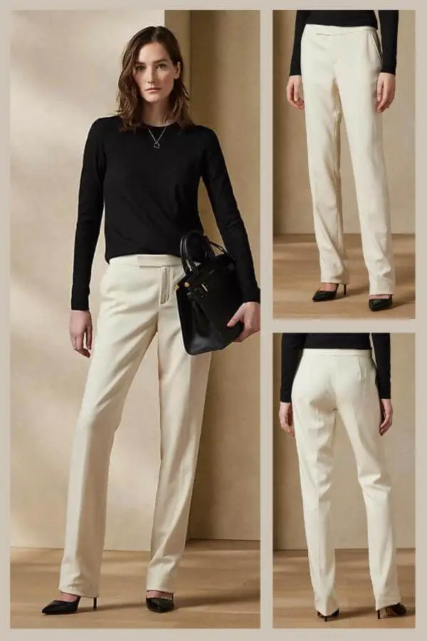 Cream Pants Black Top Outfit