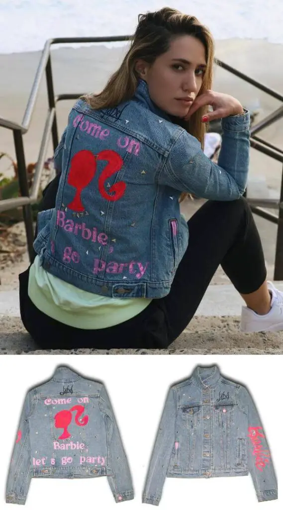 Hand Painted Denim Jacket Barbie
