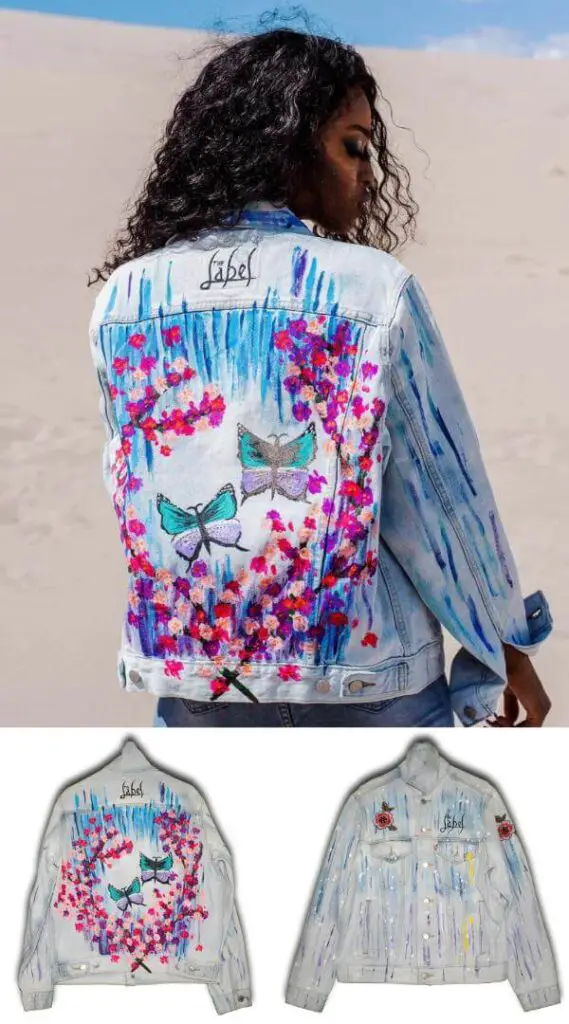 Hand Painted Denim Jacket Flowers
