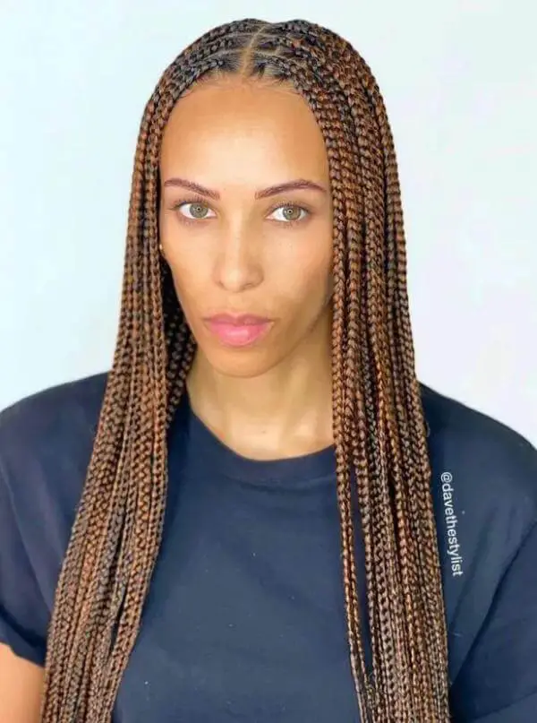 Honey brown knotless braids