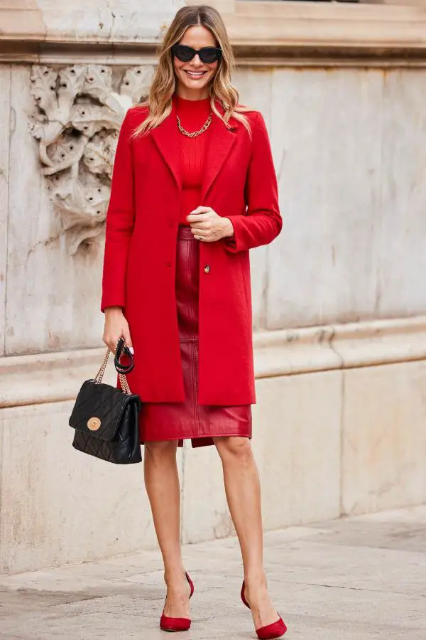 Red Coat Outfit Winter Classy