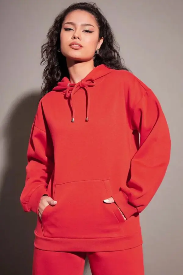 Red Hoodie Outfit Women