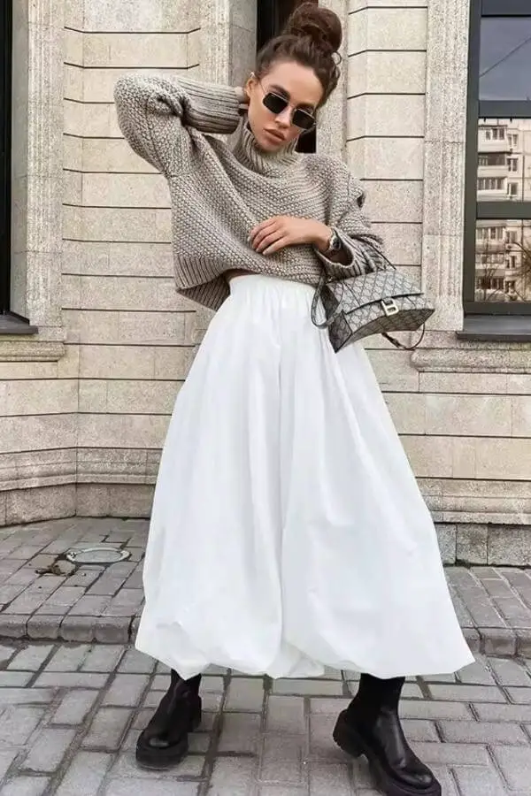 Balloon Skirt Outfit Casual