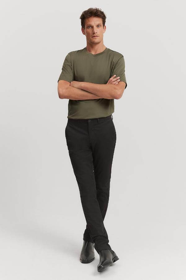 Black Slim Fit Chinos Men Outfit