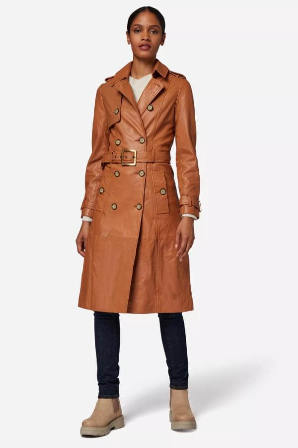 Brown Leather Trench Coat Outfit