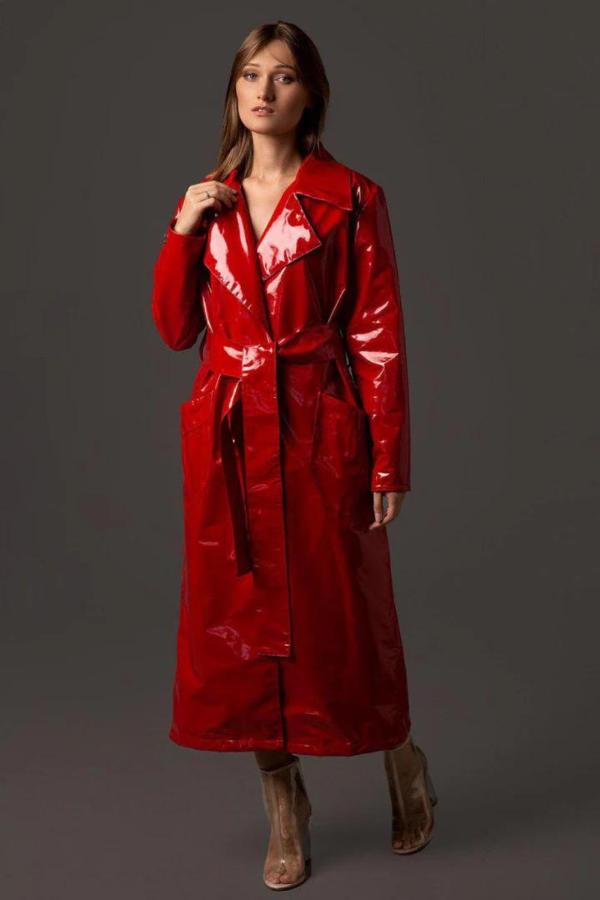 Leather Trench Coat Outfit 2024