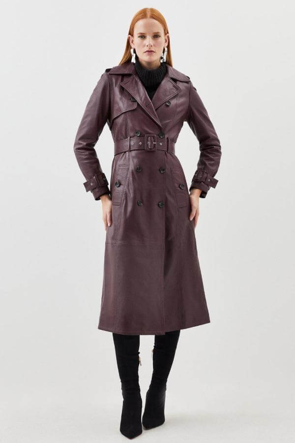Leather Trench Coat Outfit Winter