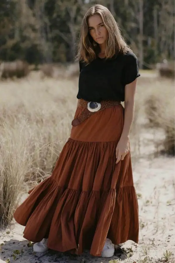 Long Layered Skirt Outfit Summer