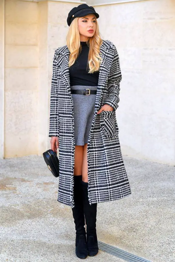 Long Plaid Coat Outfit Fall