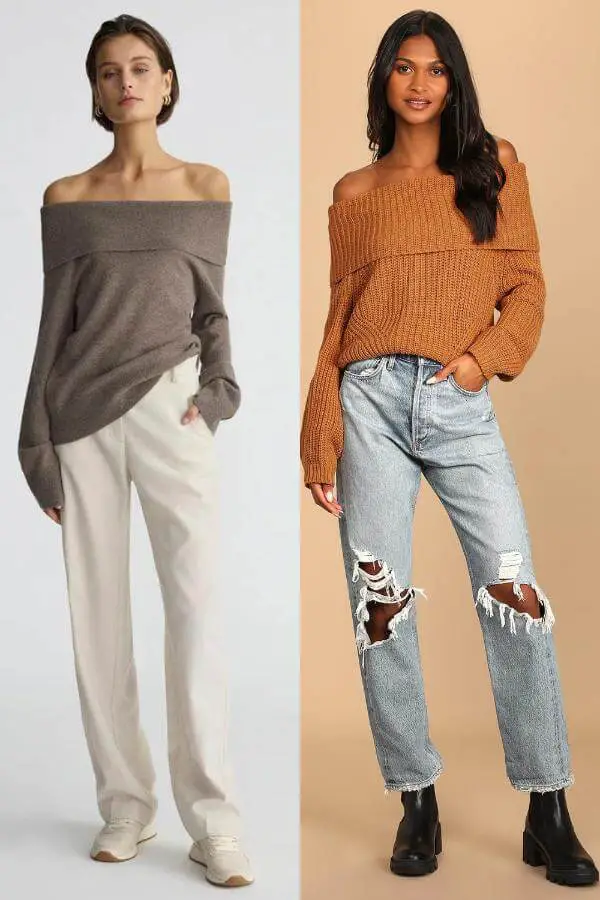 Off The Shoulder Sweater Outfit Casual