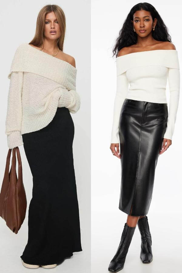Off The Shoulder Sweater With Skirt