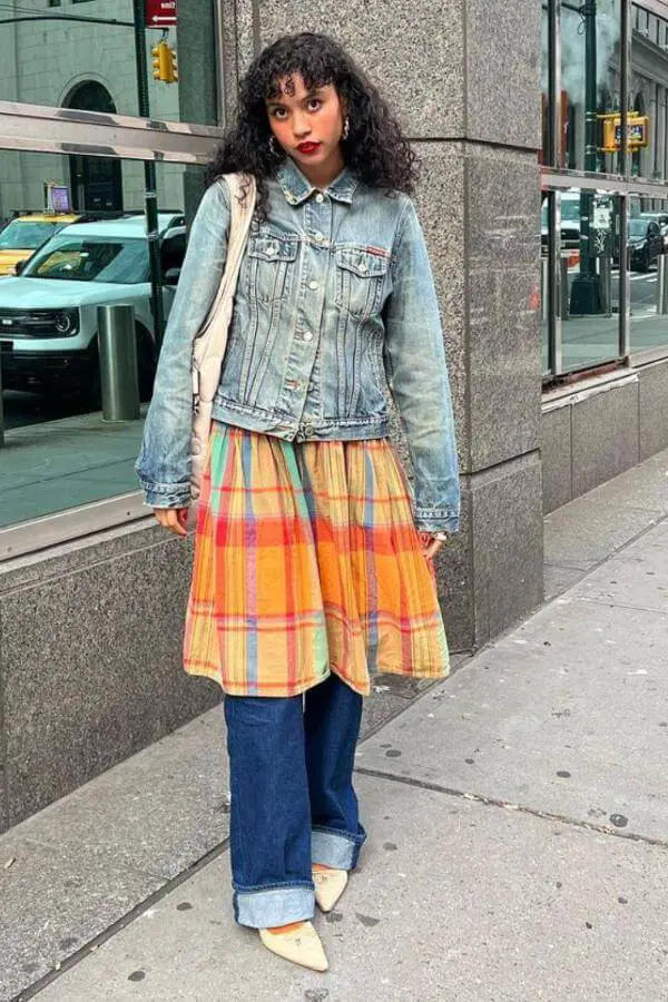 Skirt Over Jeans Outfit Combo