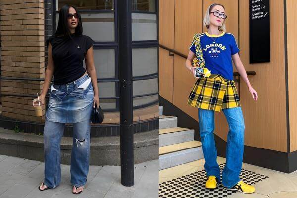 Skirt Over Jeans Outfit Ideas