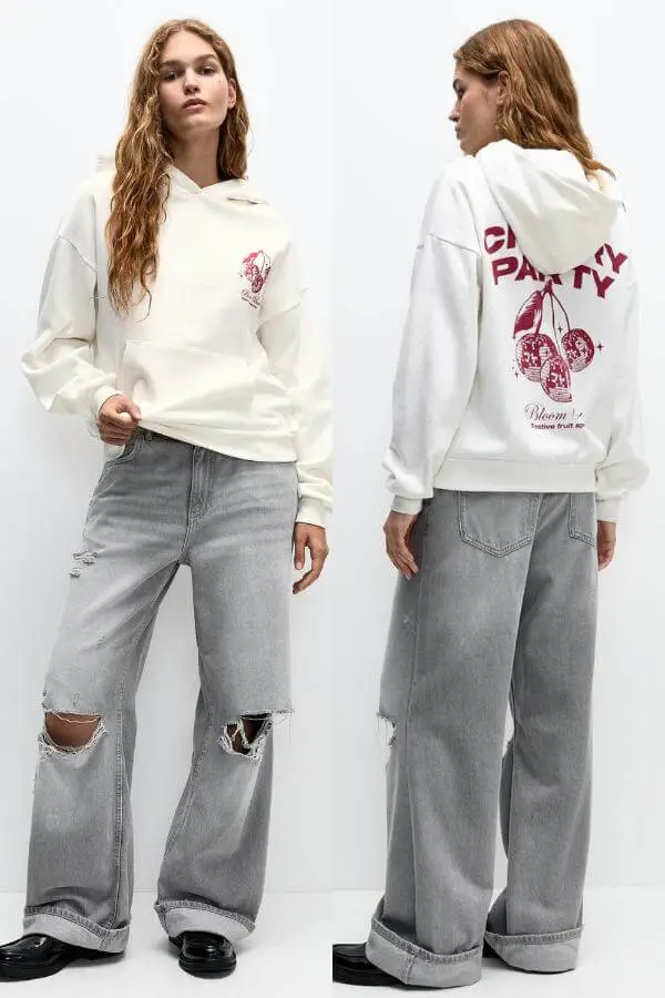 White Hoodie Women Outfit
