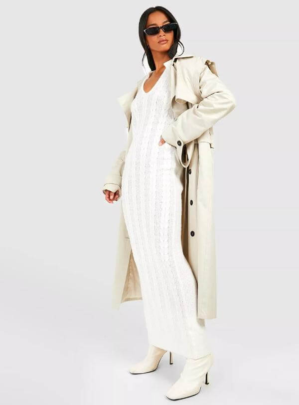 White Sweater Dress Outfit Winter