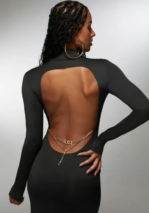 Black Open Back Maxi Dress