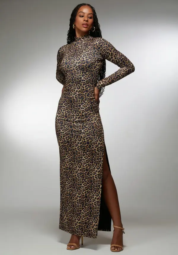 Leopard Print Open Back Dress