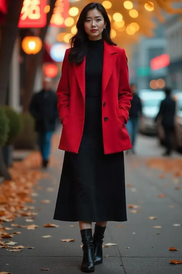 Turtleneck Dress With Blazer