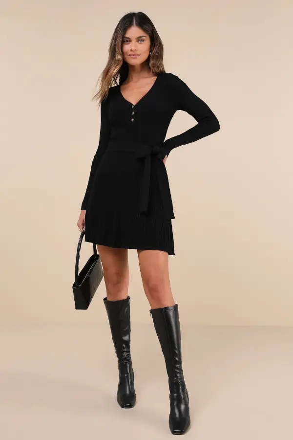 Black Sweater Dress Outfit Classy