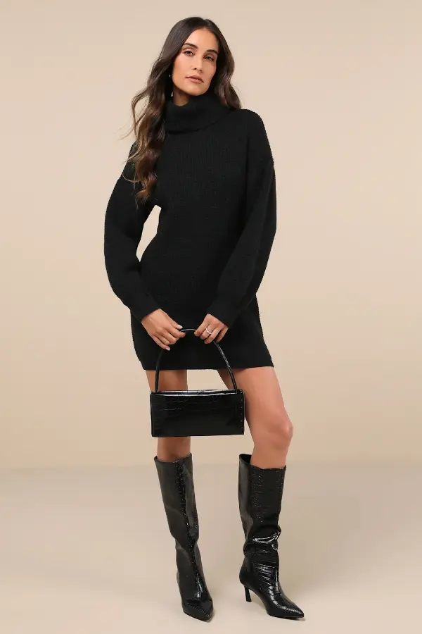 Black Sweater Dress With Boots