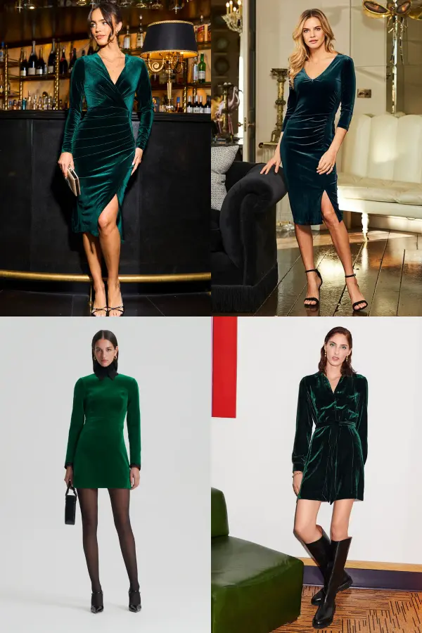 Green Velvet Dress Outfit Ideas