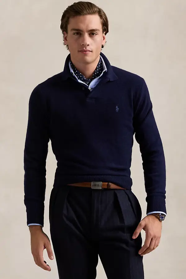 Blue Polo Sweater Men