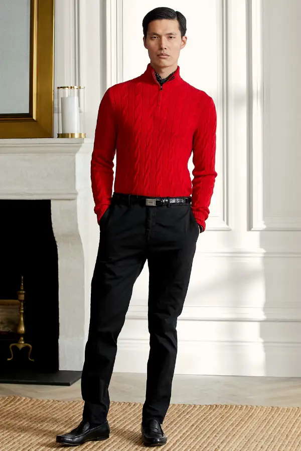 Half Zip Up Sweater Outfit Men