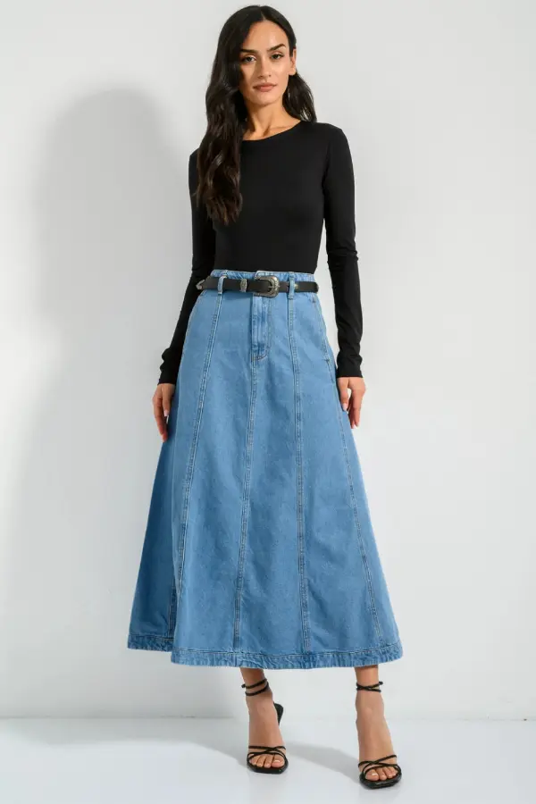 A Line Denim Skirt