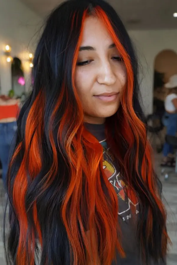 Black Hair With Orange Highlights