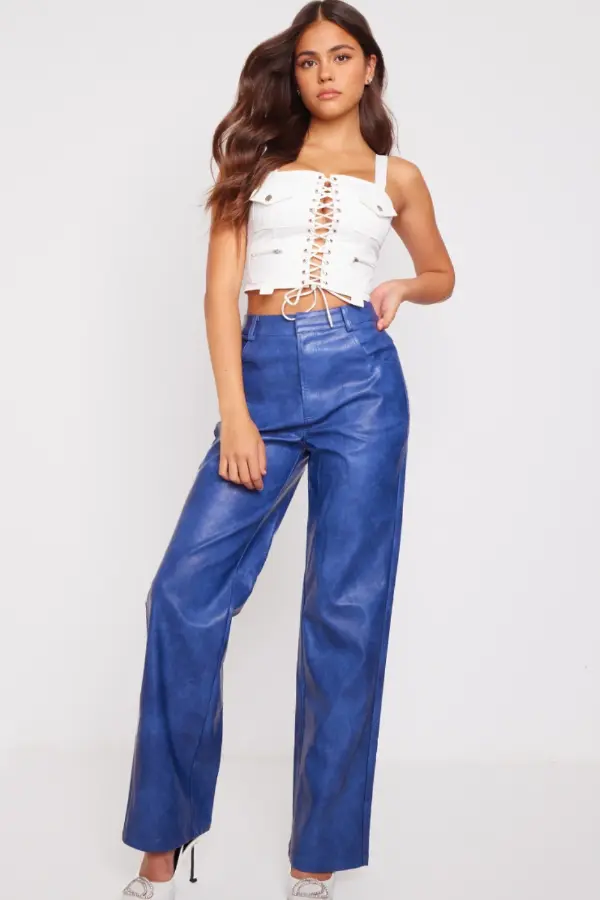 Blue Leather Pants