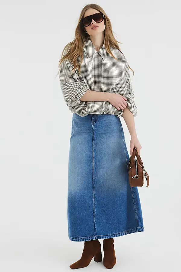 Denim Skirt With Boots