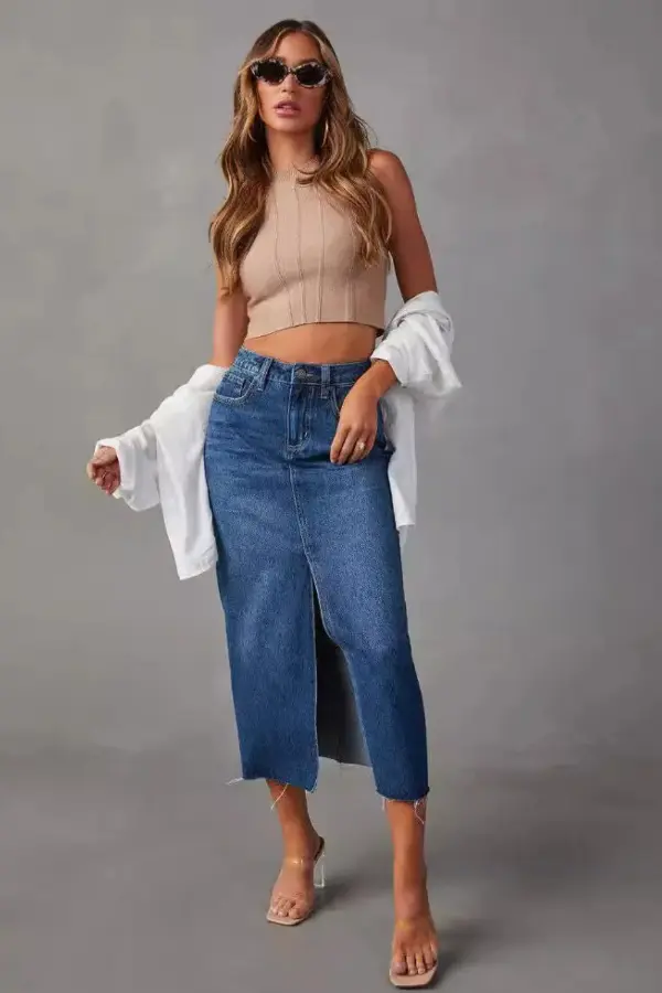 Denim Skirt With Heels