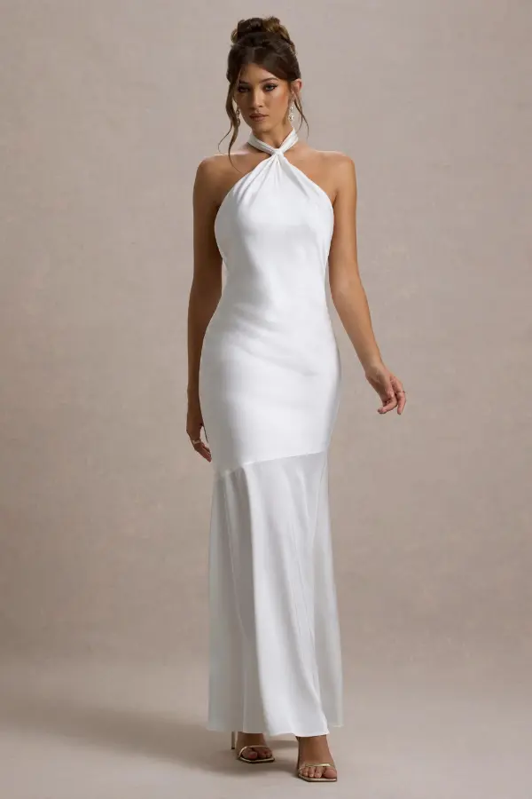 Off White Satin Dress