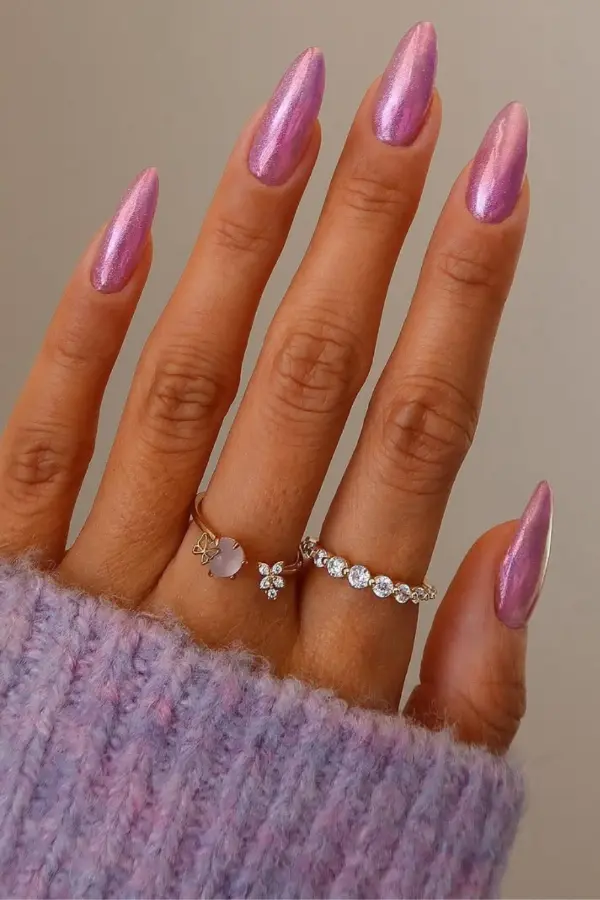 Pink Nails With Chrome