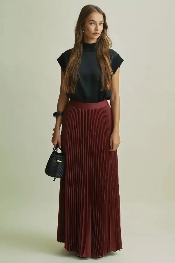 Pleated Maxi Skirt