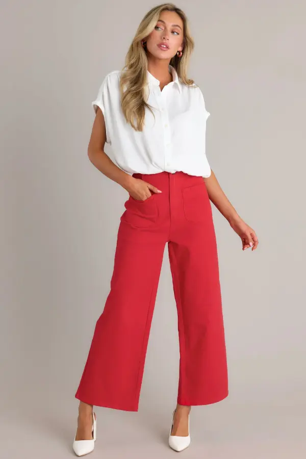 Red Wide Leg Pants