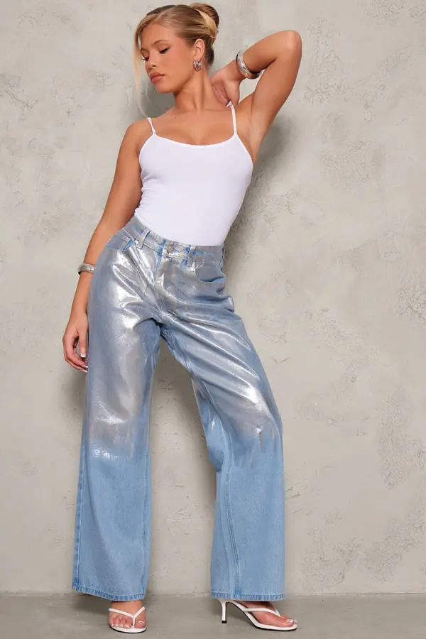 Silver Metallic Pants Outfit