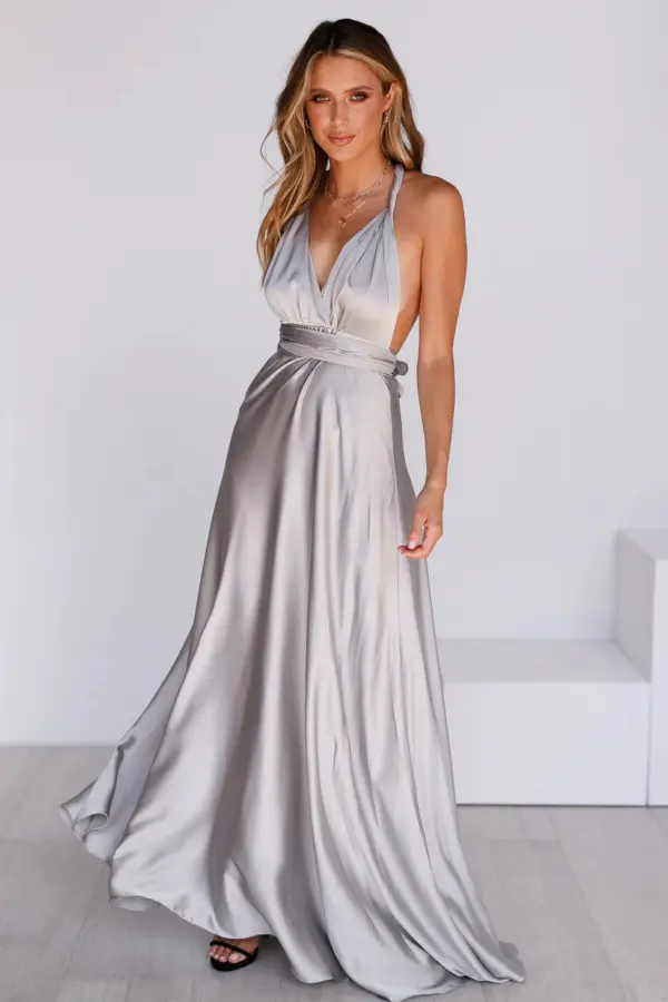 Silver Satin Dress