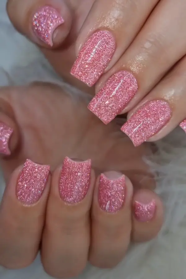 Sparkly Pink Nails