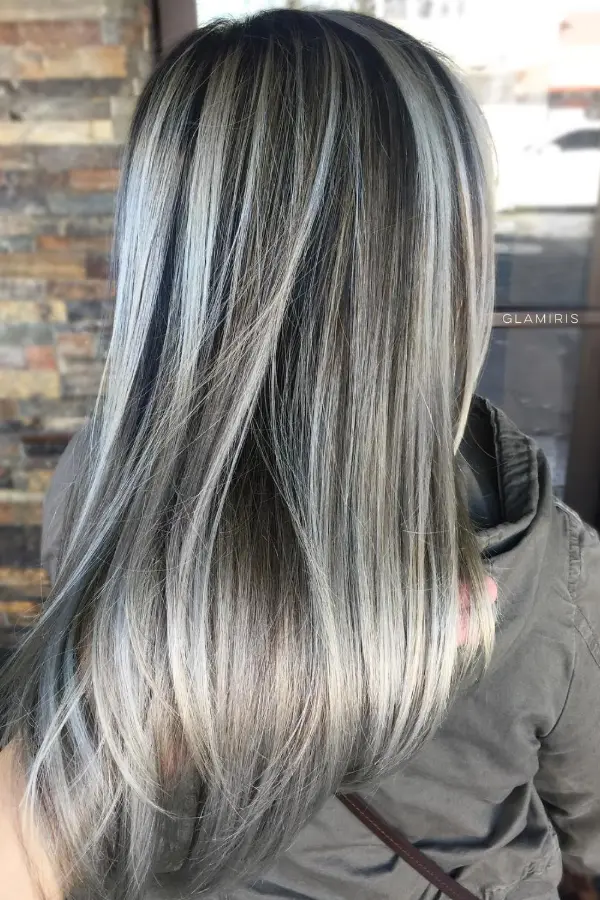 White Highlights on Black Hair