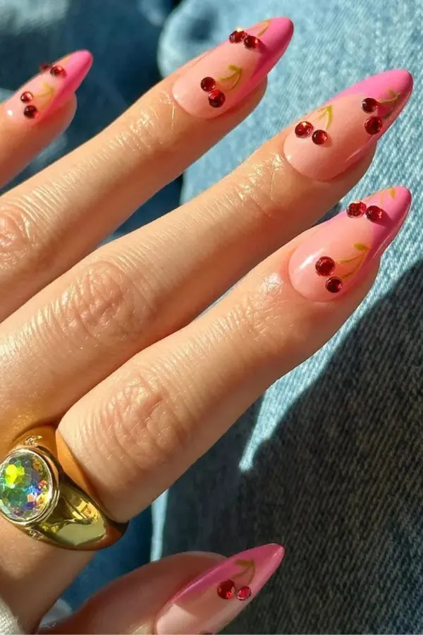 Pink Cherry Nails