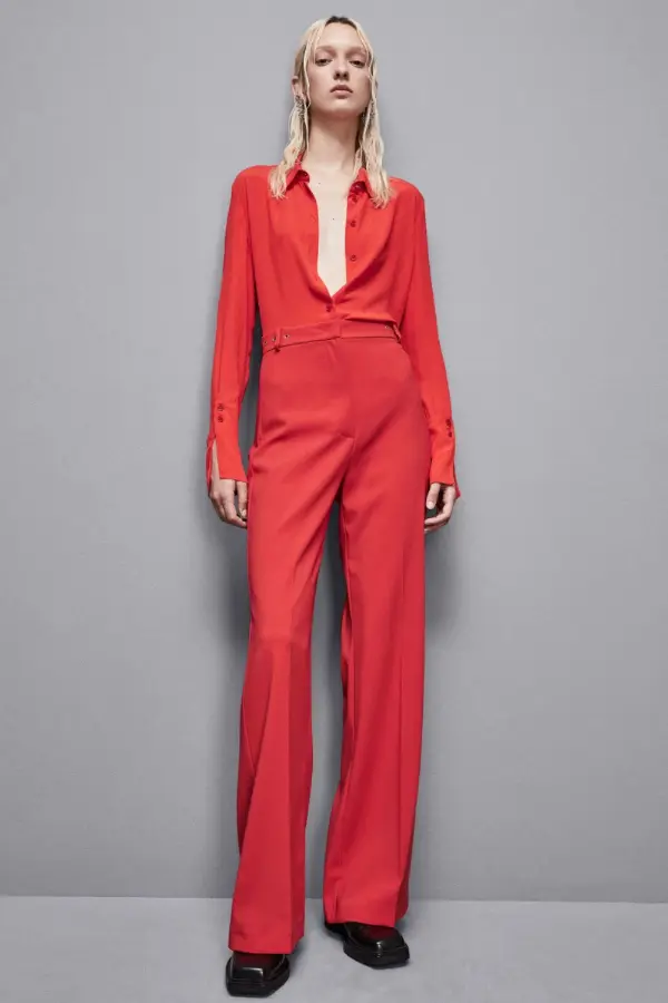 Red Palazzo Pants Outfit