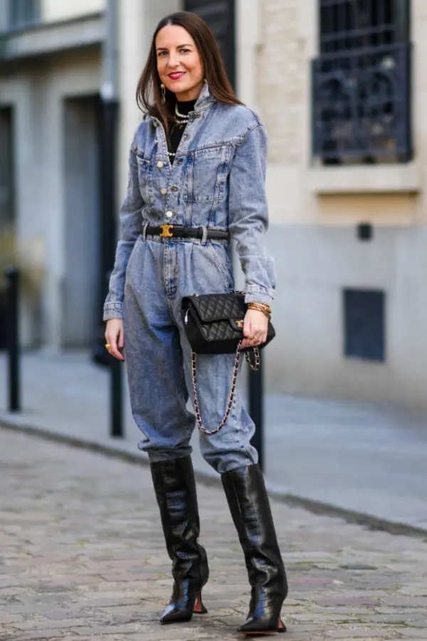 Denim Jumpsuit Outfit Winter