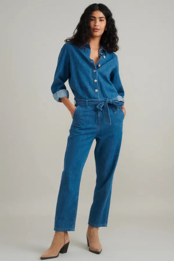 Denim Jumpsuit With Boots